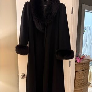 Marvin Richards Black Coat with Fur Accents